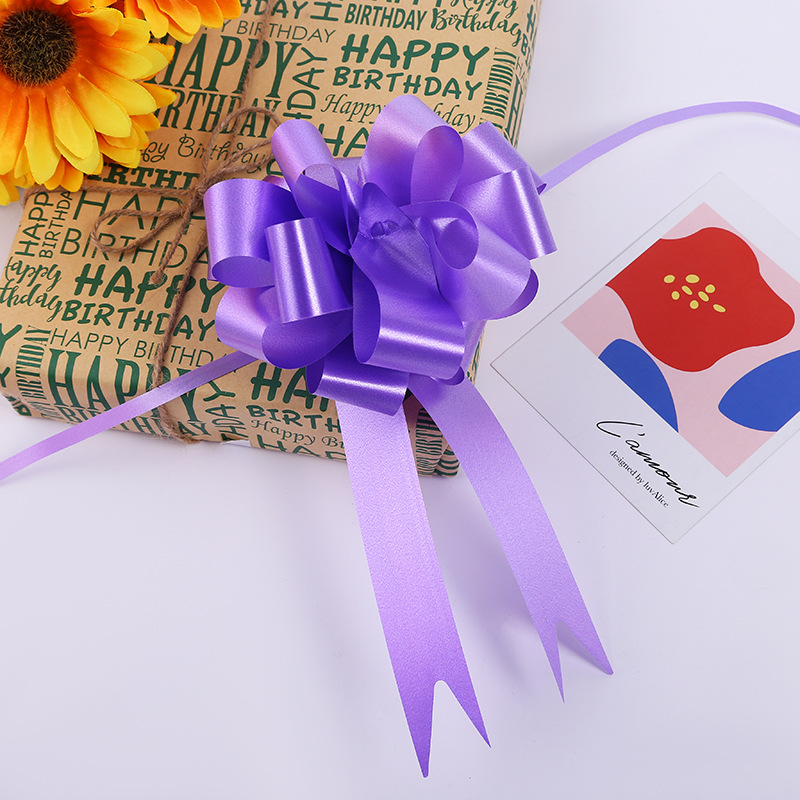 Solid Color Hand-Pulled Ribbon Holiday Gift Pack 3Cm With Bow Flower Ball Gift Box Decoration Wedding Decoration Latte Application Scenario