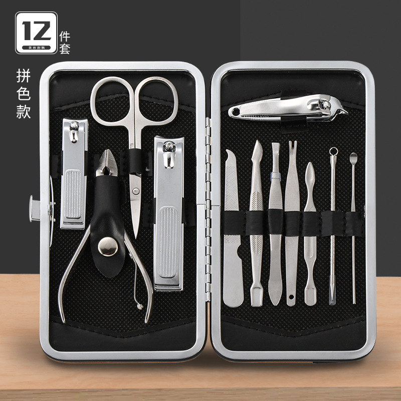 New color-blocking nail clipper set of 12 pieces, cross-border manicure and nail care tools, household nail clipper manufacturer wholesale customization shanilak