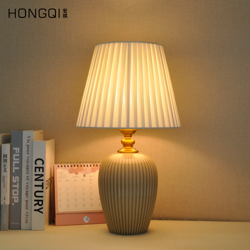 Cross-border exclusive ceramic table lamps, American Nordic style living room side table decoration, new Chinese style imperial LED energy-saving lamps
