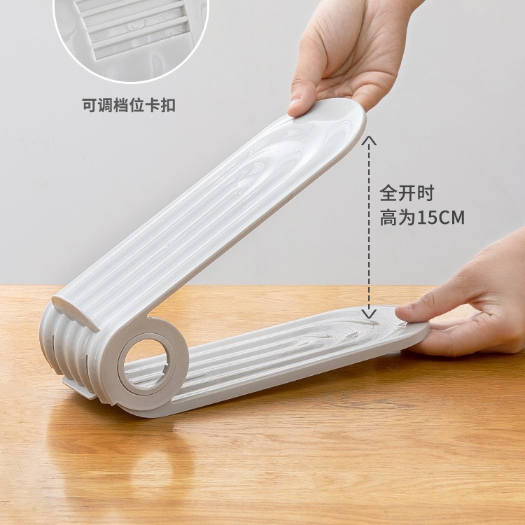 Multi-layer adjustable shoe rack Folding double-layer shoe bracket Space saving shoe storage device Shoe cabinet layered storage rack Specification drawing