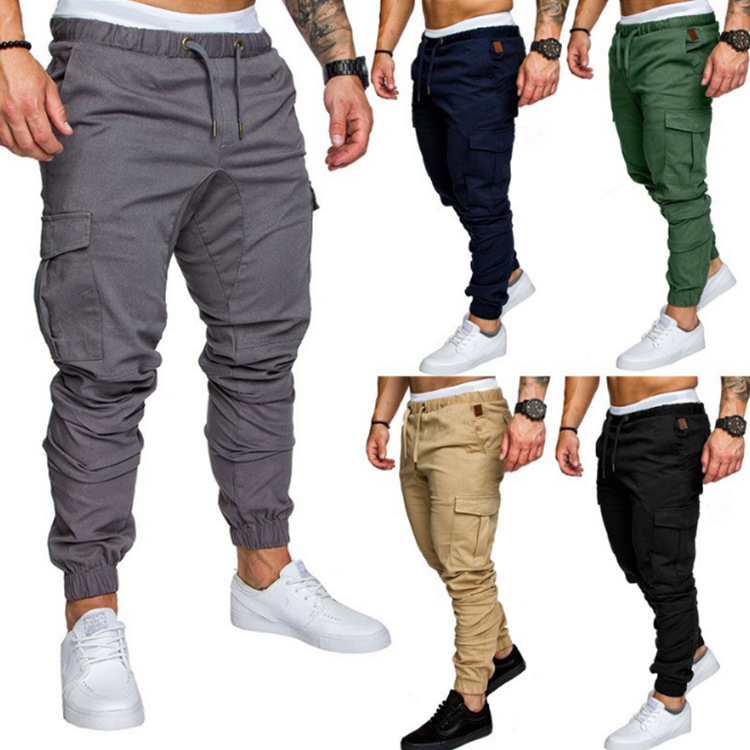 Cross-border explosive men's sports rest casual pants men's cargo pants large size multi-pocket camouflage pants young men's bunches of foot pants