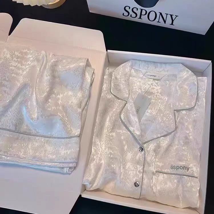 Ice silk pijamas mujer primavera otoño pantalones de manga larga nuevo estilo explosivo premium sentido puede ser usado fuera verano casero traje de mujer