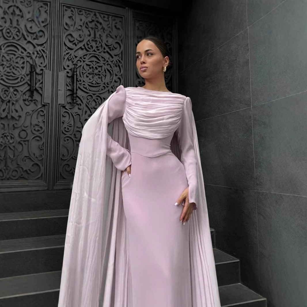 The new 2024 autumn/winter collection of European and American foreign trade women's clothing features a cross-border round-neck color-blocking long-sleeved high-waisted, form-fitting and elegant retro dress Specification image