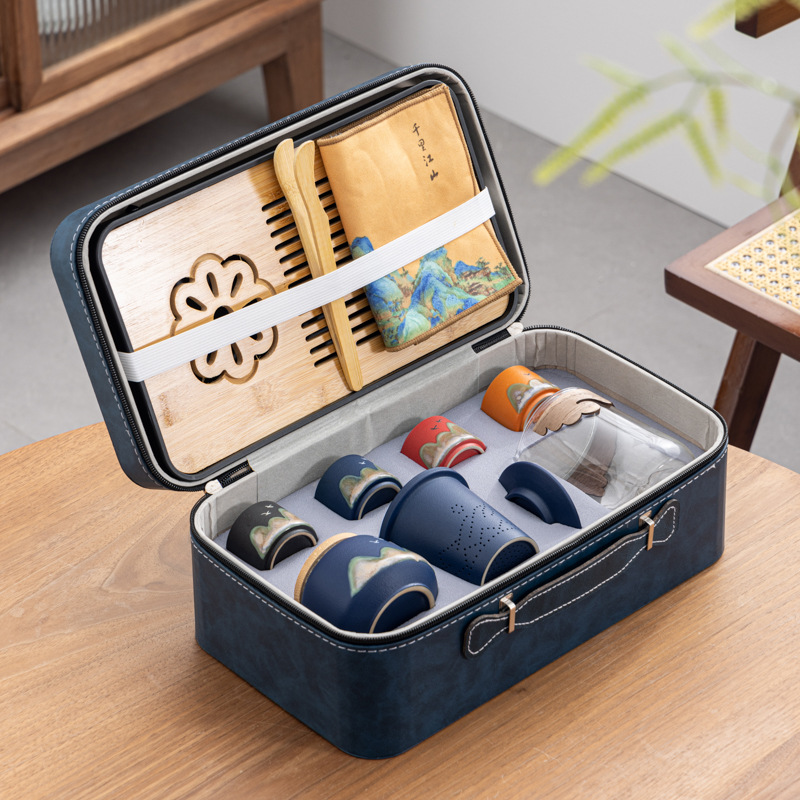 National trend cultural and creative "Thousand Miles of Rivers and Mountains" travel tea set, home and business souvenir, gift for customers, custom-printed logo details Picture