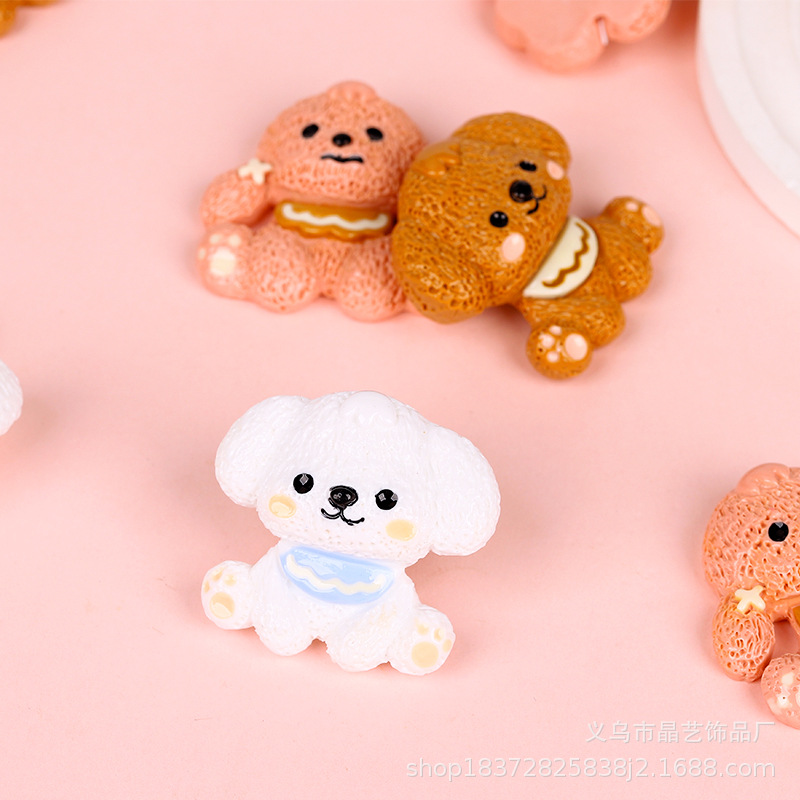 Cute puppy resin patch diy cream glue clog shoe buckle pendant hair clip hair band accessory materials Specification image