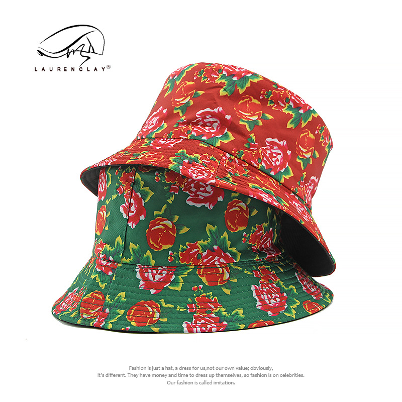 Chinese Wind Northeast Big Flower Cloth Hat For Men And Women Spring And Summer Sun Visor Hats Can Be Worn On Both Sides Of The Fisherman's Hat Basin Hat details Picture