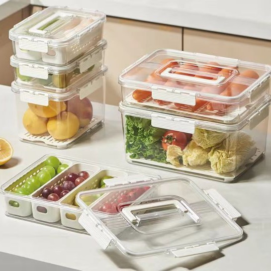 Multi-specification transparent PET material single-compartment and multi-compartment classified refrigerator storage, ice-transparent cream-style refrigerator storage box Application Scenario