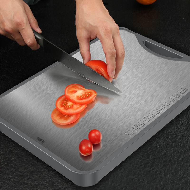 不锈钢菜板家用厨房工具多功能水果切菜板乌檀木双面加厚实木案板详情图2