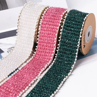 Small bead handcuff with scallion small fragrance webbing DIY bow Hair accessories Sleeve bow tie tweed with scallion ribbon thumbnail