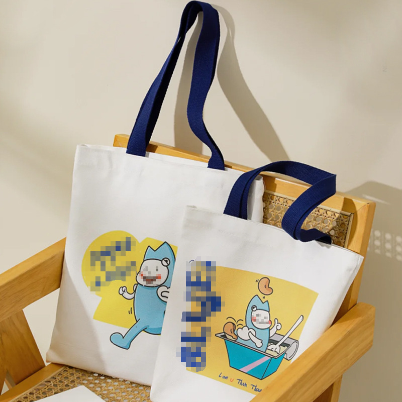 Customized canvas bags, advertising and promotion, cotton handbags, blank shopping bags, single-shoulder corporate canvas bags, color-printed logos details Picture