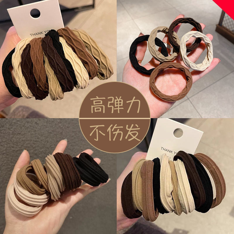 Simple Scrunchie Thick High Elastic Seamless Headband Headwear Hair Accessories Leather Band Ins Head Students High Appearance Level Super