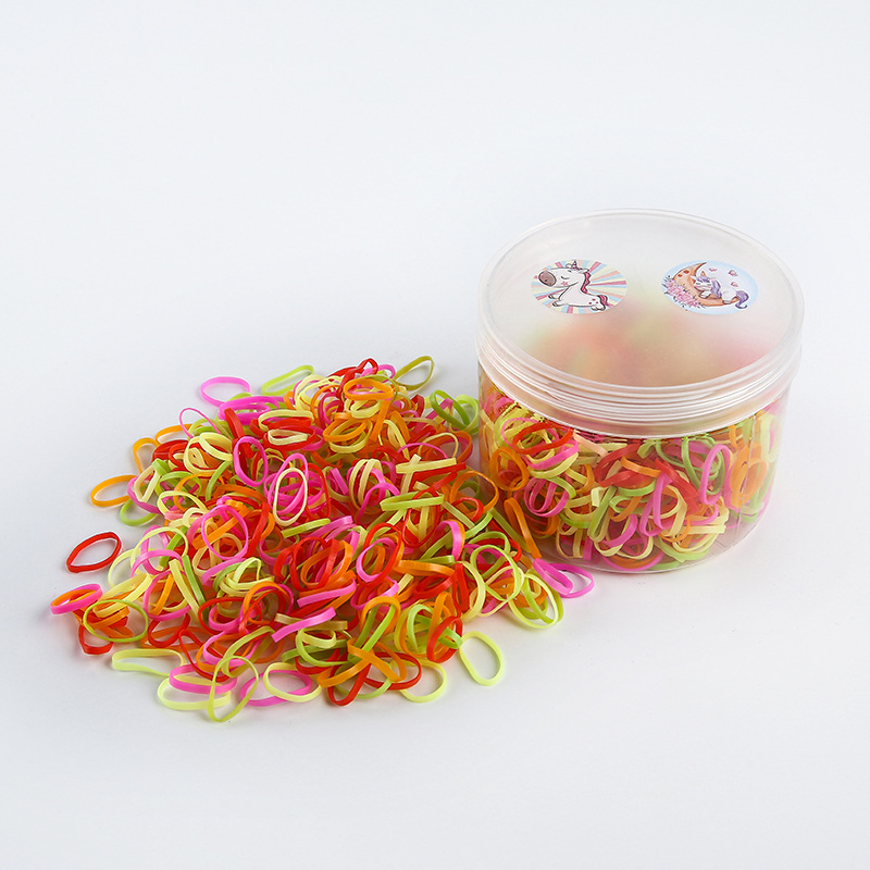New Boxed Hair Rope Black Large Round Bottle Color High Elasticity Does Not Hurt Hair Band Children Disposable Small Rubber Band Application Scenario