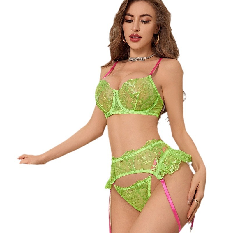 Wholesale of new fashionable mesh fabric exquisite embroidery underwear and sex toy sets from Europe and America. Cross-border export to the Middle East and South America Item Picture