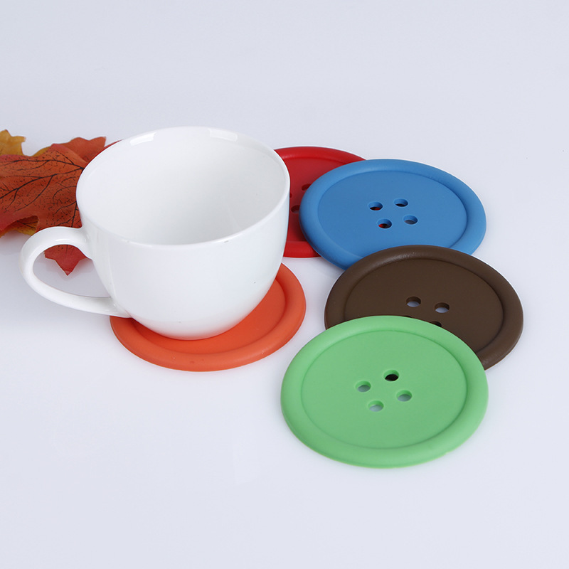 Creative home PVC soft rubber button coasters