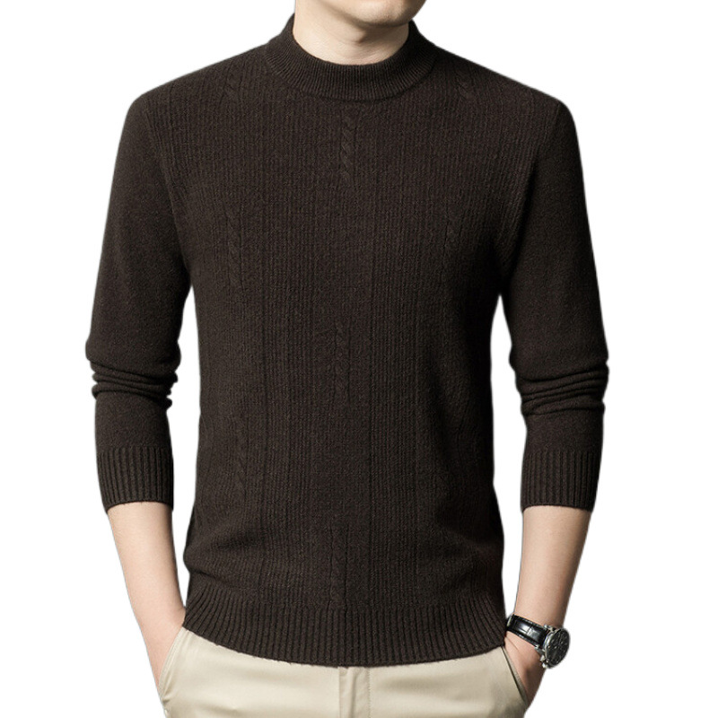 Wholesale men's wool sweaters, semi-high neck thin wool sweaters, mid-neck for spring and autumn, with trendy knitted base layers underneath Application Scenario