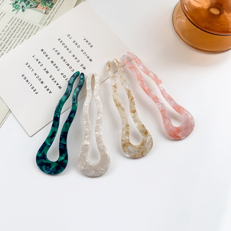 Acetic acid hairpins, U-shaped lazy bun hairpins, ancient-style versatile hair hairpins, wholesale acetic acid board hair pins and hairpins details Picture