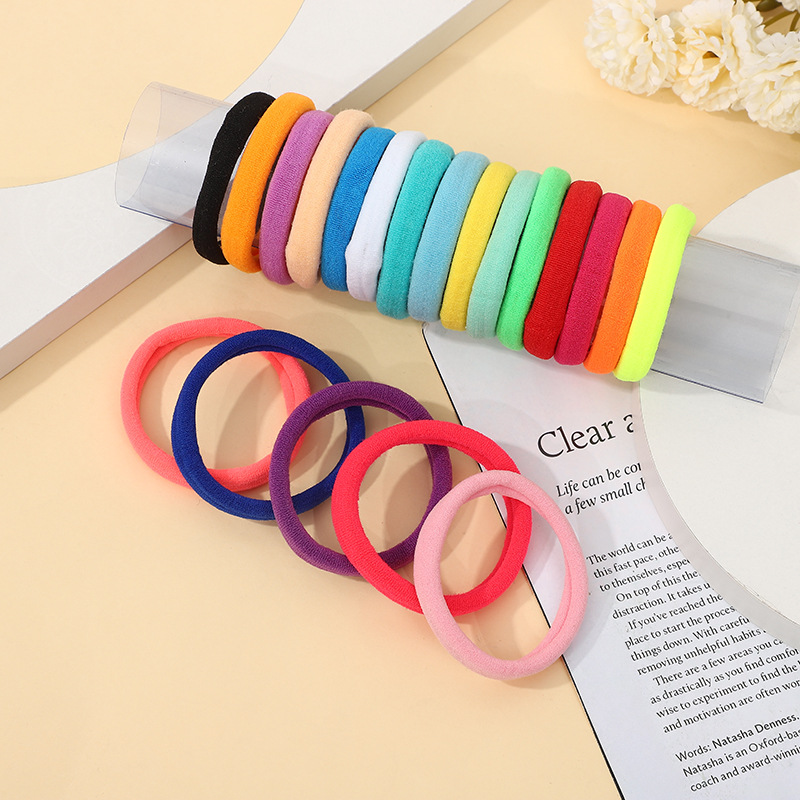 Korean Simple Hair Cord High Stretch Seamless Towel Loop With Candy-Colored Leather Band Hair Accessories