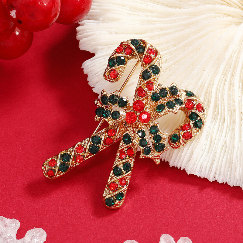 Cross-border sourcing, wish bestsellers, European and American trends, AliExpress hot sales, New Year clothing and accessories, creative Christmas walking sticks, brooches details Picture