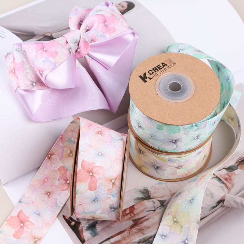 Color-Changing Iris Webbed Hair Accessory Diy Gift Flower Packaging Straw Hat Bow Floral Ribbon