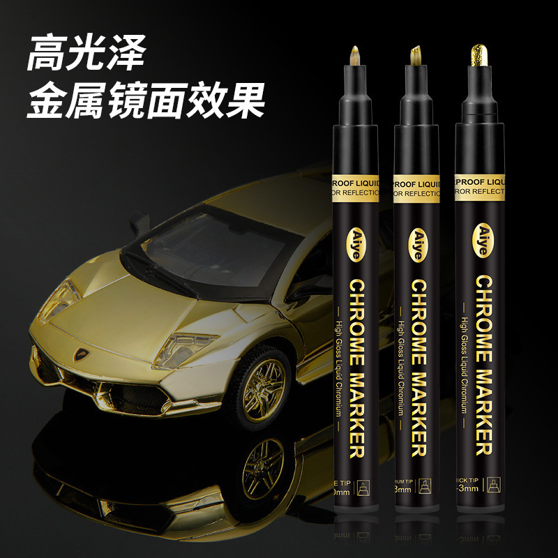Silver Chrome Pen Highlighter Metal Mirror Reflective Paint Pen Diy Plastic Toy Model Graffiti Marker Application Scenario
