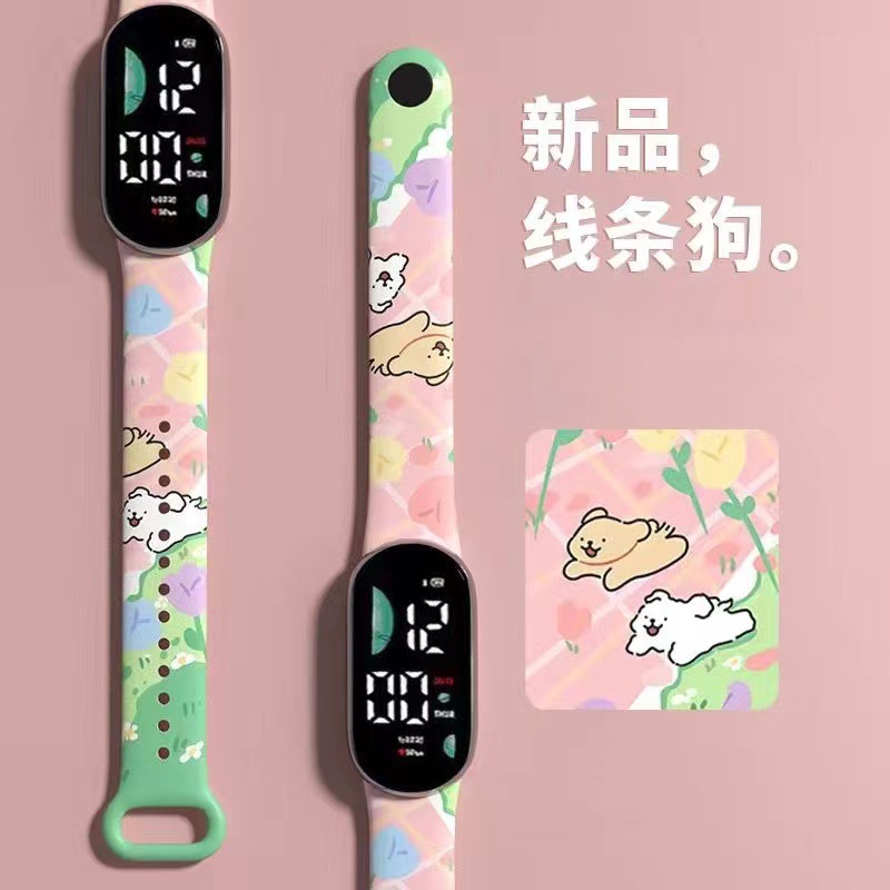 跨境新品卡通图案印花手表电子运动创意时尚儿童礼品手表工厂直销