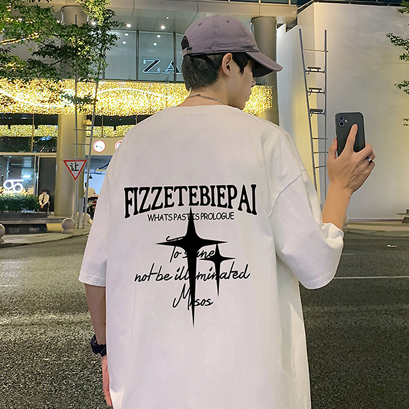Summer short-sleeved T-shirt for men, 2024 new style American pure cotton round-neck T-shirt, retro ins trendy brand half-sleeved top Specification image