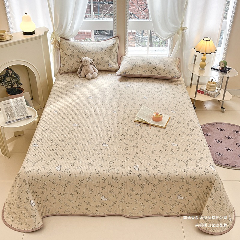 Class A double-layer yarn summer cooling quilt, antibacterial, machine washable, children's air-conditioned quilt, quilt core, bed cover, four-piece set, summer thin style Item Picture