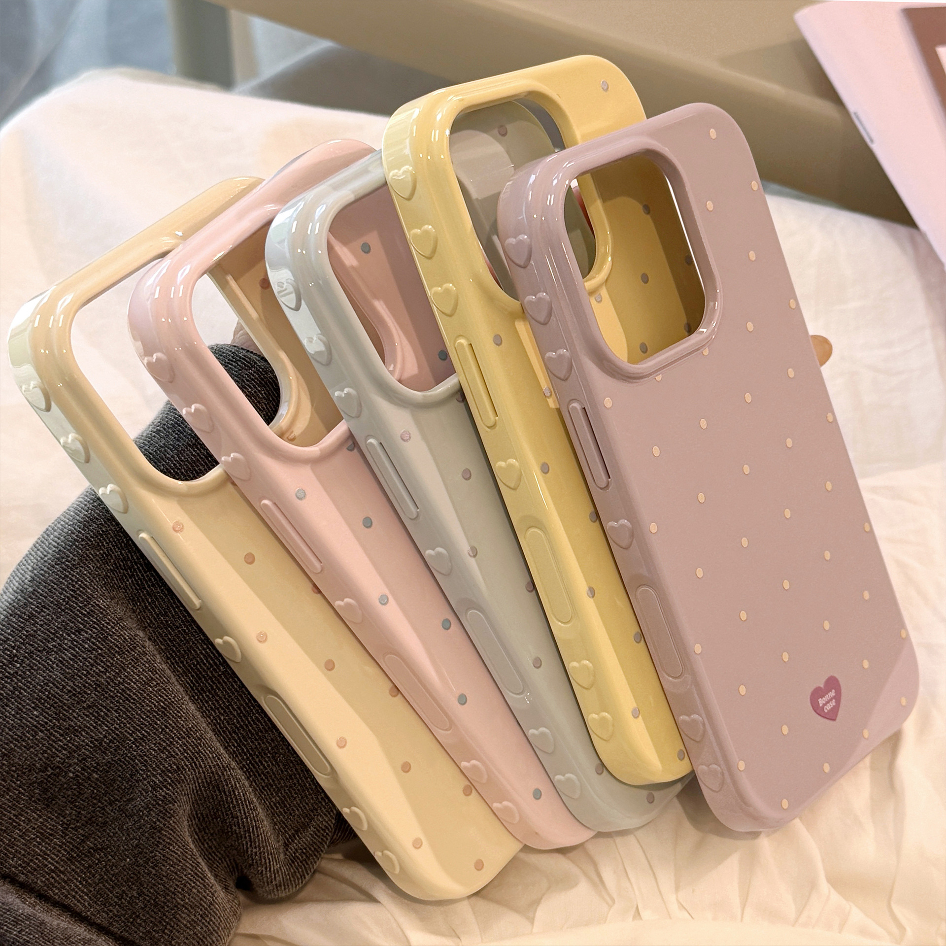 适用苹果16手机壳iphone17撞色简约波点15promax代发14磁吸13清新详情7