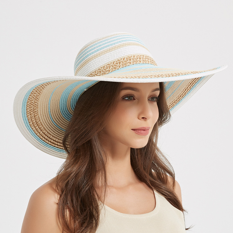 Summer Europe And The United States All The Straw Hat Outdoor Vacation Sunshade Sunblock Sunshade Upf50+ Beach Hat details Picture