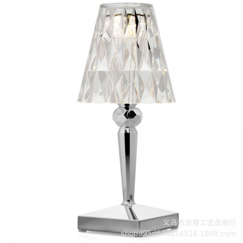 Kartell Acrylic Diamond Crystal Rechargeable Decorative Desk Lamp Usb Bedroom Bar Portable Touch Projection Nightlight Item Picture