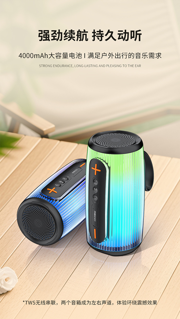 Recci RSK-W45 Bluetooth Speaker Version 5.3, suitable for mobile phones, portable cars, outdoor sports 2025 pic 4