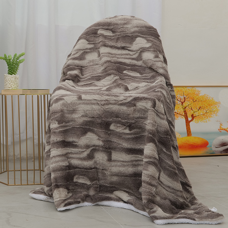 Printed Brushed Pv Fleece Double Blanket Tv Blanket Air Conditioning Blanket Office Blanket Autumn And Winter Warm Blanket