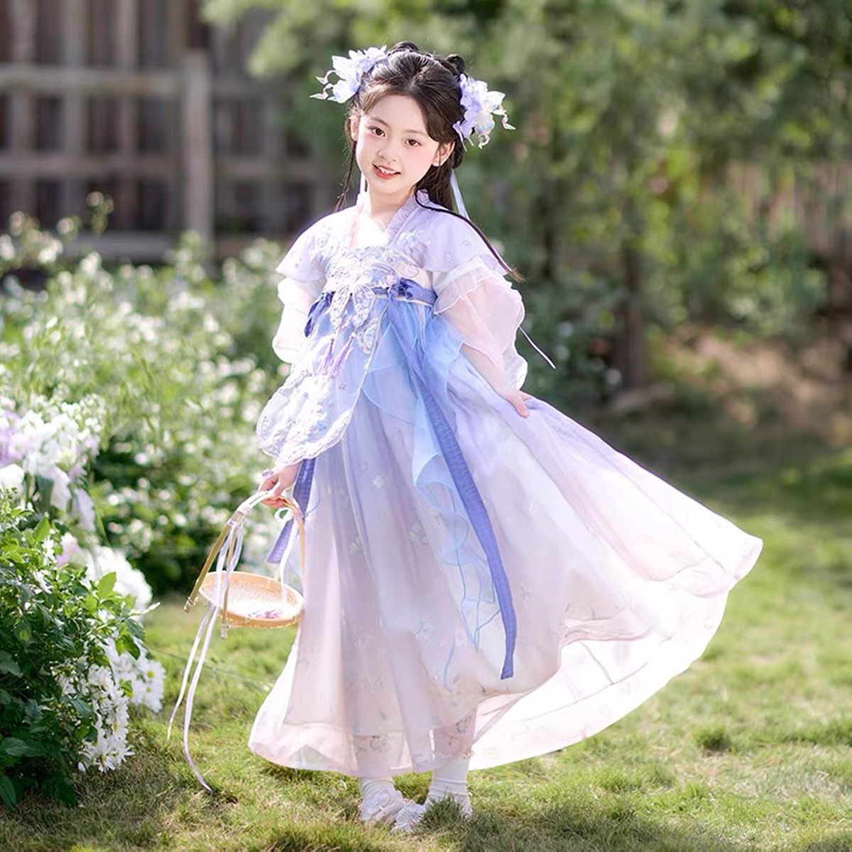 Hanfu niñas 2026 nuevo verano niños estilo antiguo vestido de princesa estilo nacional vestido antiguo chaoxian tang falda primavera otoño Specification image