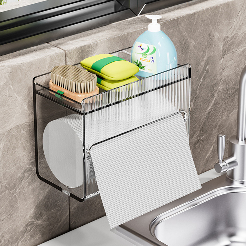 New light luxury acrylic tissue box, bathroom waterproof wall-mounted, no need for drilling, kitchen, toilet and living room tissue box details Picture