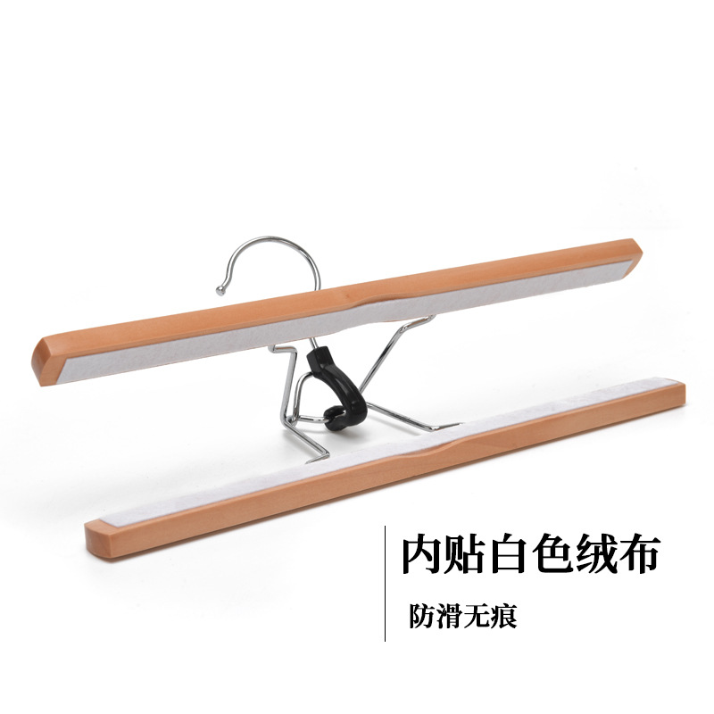 Wooden trouser frame skirt clip, home clothing store, solid wood seamless plywood, anti-slip trouser hanger clip, false hair clip manufacturer wholesale Specification image