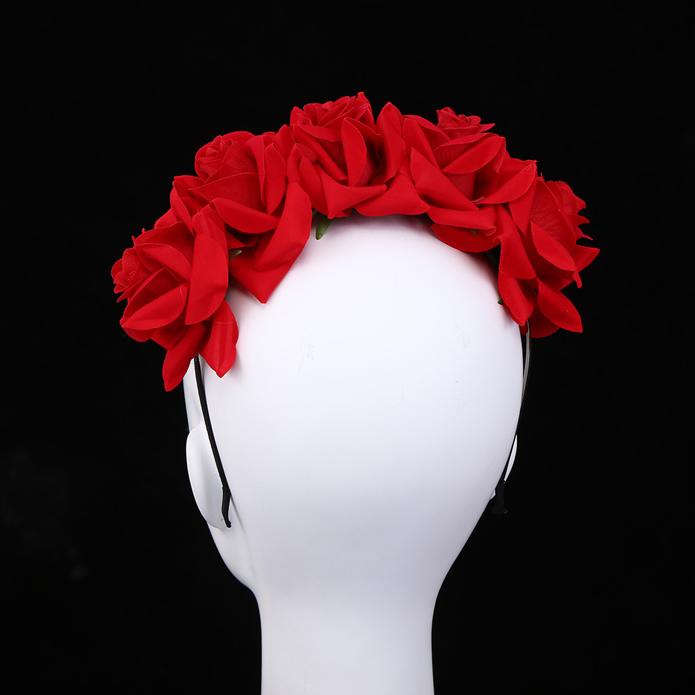 European And American Simulation Velvet Rose Headband Simple Atmosphere Broken Hair Finishing Haircard Seaside Holiday Studio Shooting Headband Application Scenario