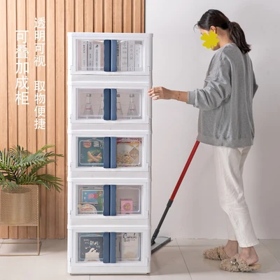 42L Foldable storage box with pulley double door storage box toys books snacks free installation folding box 0753 thumbnail