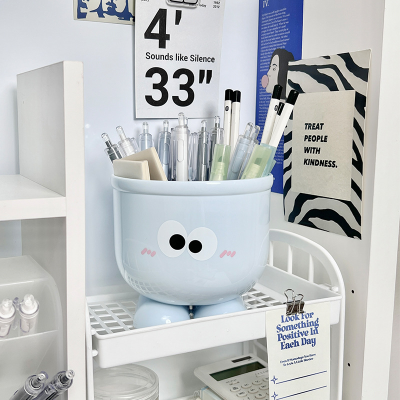 New large-eyed pen holder, student desktop storage box, girl makeup brush storage, high-end office decoration