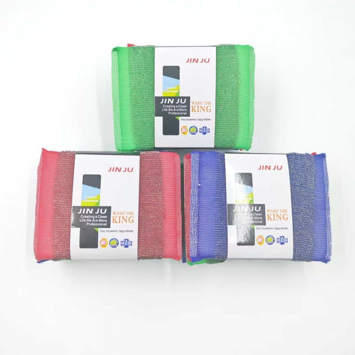 Household steel wire cloth, sponge, scouring pad, kitchen dishwashing cloth, cleaning cloth, sponge, scrubbing pot cloth are durable and easy to clean Item Picture