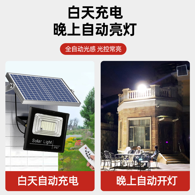 E-commerce cross-border solar floodlights, LED outdoor engineering, aluminum shell treasure pot, courtyard solar lights, benefiting the people Specification image