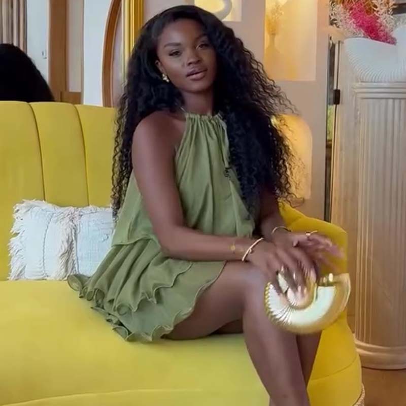 African style sweet, halter-neck, sexy sleeveless dress for women, solid-color European and American women's dress, cake dress, short skirt, new summer style Specification image