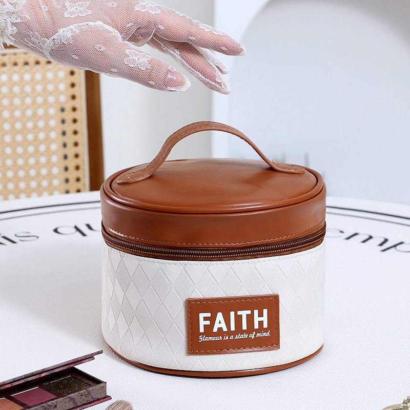 2023 New Cylinder Portable Makeup Bag Fashion Portable Travel Storage Bag Moisture-Proof Household Storage Bag Wholesale Specification drawing