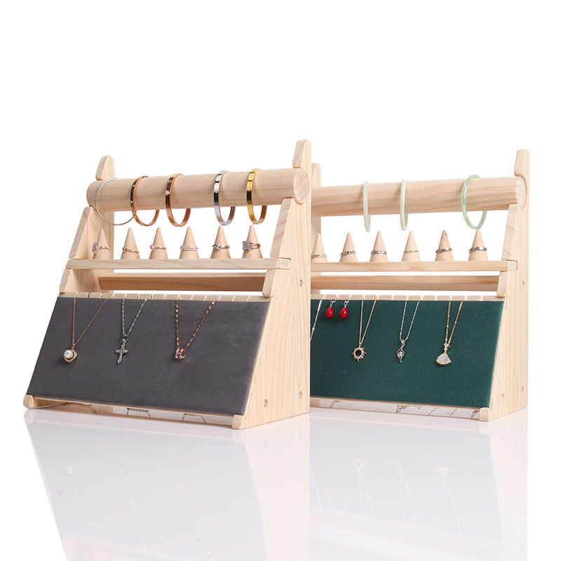 Solid wood multi-functional jewelry stand, live streaming stand for accessories, necklace, bracelet, ring, creative display prop, pendant head, flower stand Specification image