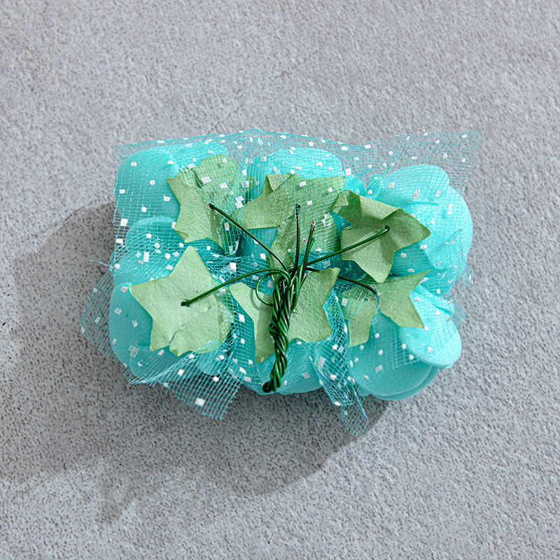 144朵pe泡沫花2.5厘米蕾丝玫瑰花婚庆花环假花新娘手腕花手编配件细节图