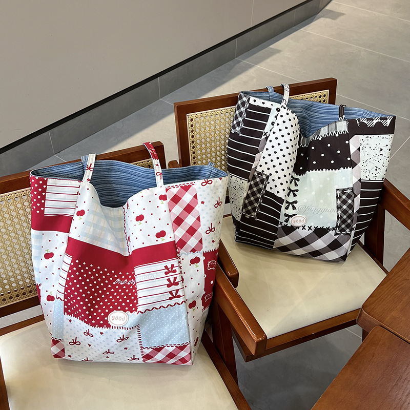 2025新款个性竖条纹拼色撞色波点时尚手提包单肩包手提包女包