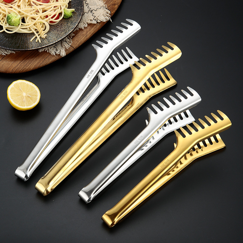 304 stainless steel pasta tongs, comb-shaped food tongs, Korean barbecue tongs, grilled steak tongs, barbecue tongs, buffet food tongs