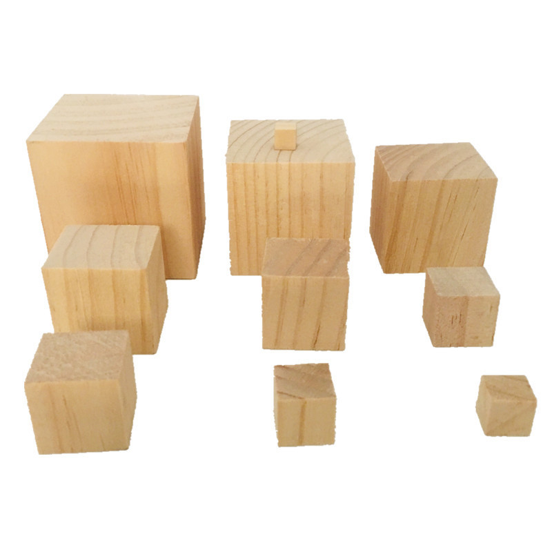 Cube pine wood blocks, pine cubic small wood blocks, solid wood building blocks, pine wood diy handcrafted model making materials Item Picture