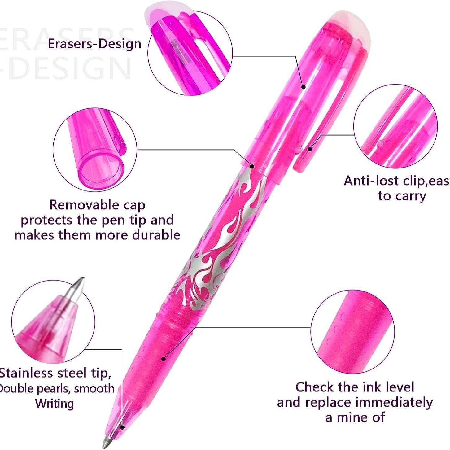 Wholesale of colored erasable gel pens, heat-sensitive erasable pens, black and red pens for primary school students' stationery Application Scenario