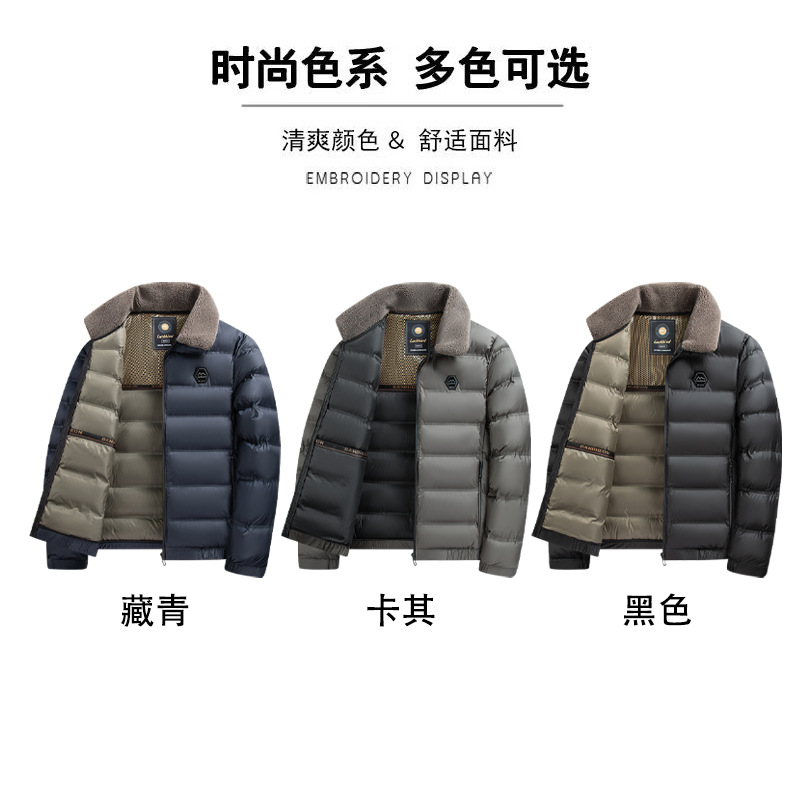 Winter cotton-padded jacket for men, thickened warm and cold-proof cotton-padded jacket, 2024 new style of casual cotton-padded jacket with a fur collar, trendy coat for men details Picture