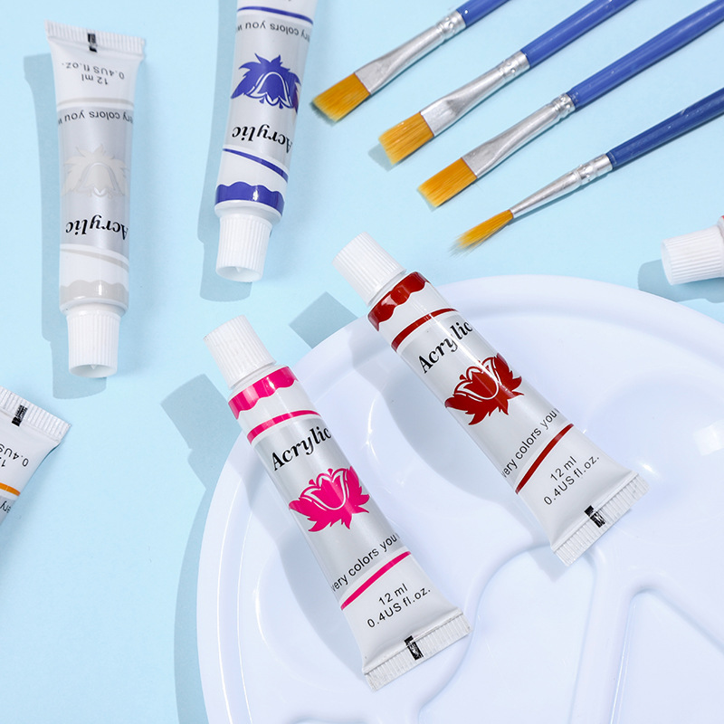 Boyixuan Art Special 12ML 12-color Waterproof Acrylic Watercolor Oil Painting Beginner's Paint Set Specification image